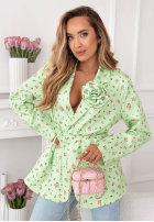 Kwiecista marynarka z paskiem i różą Macarena żółta