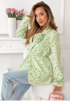 Kwiecista marynarka z paskiem i różą Macarena żółta