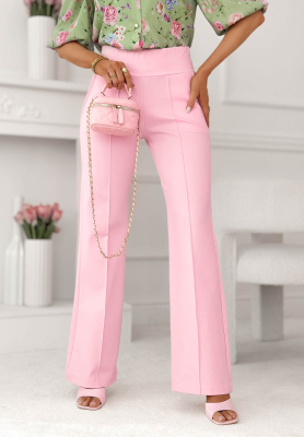 Can't Ignore Me powder pink fabric bell-bottom pants 