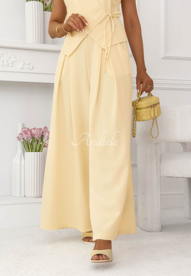 Eleganckie spodnie szwedy wide leg Aracelli ż&oacute;łte