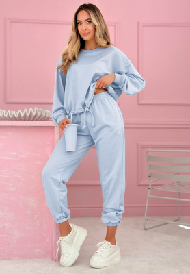 Bawełniany komplet dresowy bluza i spodnie Denise niebieski