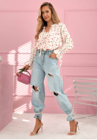 Kwiecista bluzka z wiązaniem Nellie biała