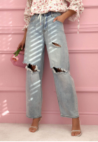 Spodnie jeansowe z przetarciami Nikki niebieskie