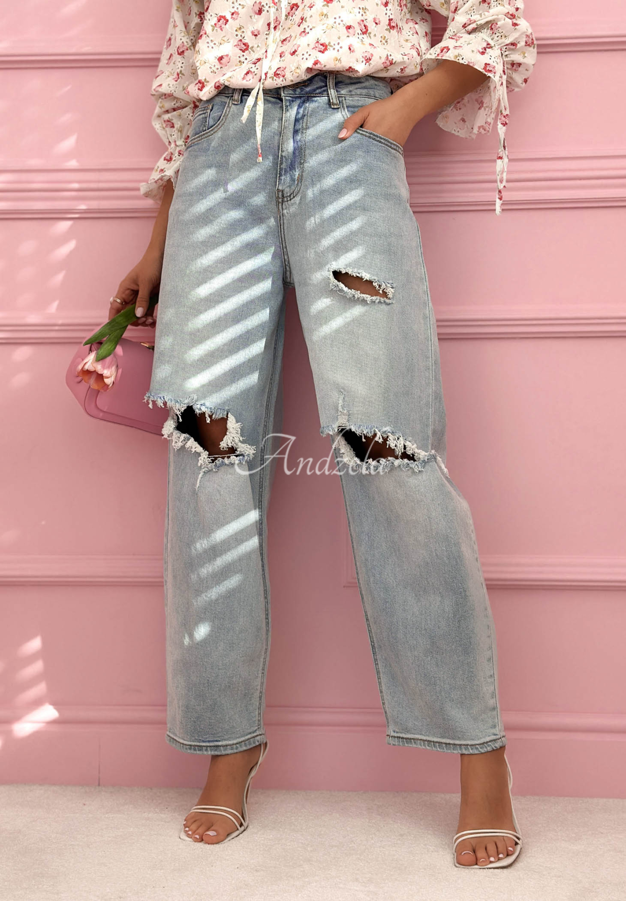 Nikki Blue Distressed Balloon Jeans