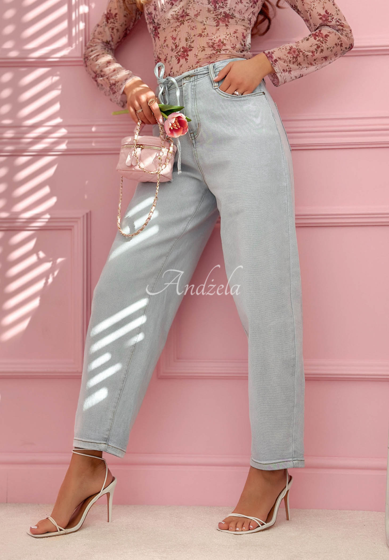 Spodnie jeansowe balloon Michelle jasnoniebieskie