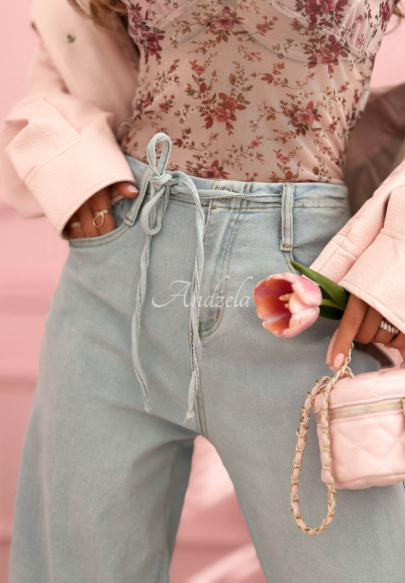 Spodnie jeansowe balloon Michelle jasnoniebieskie