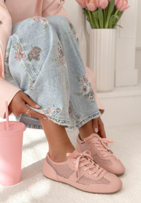 Cassidy Openwork Sneakers in Powder Pink