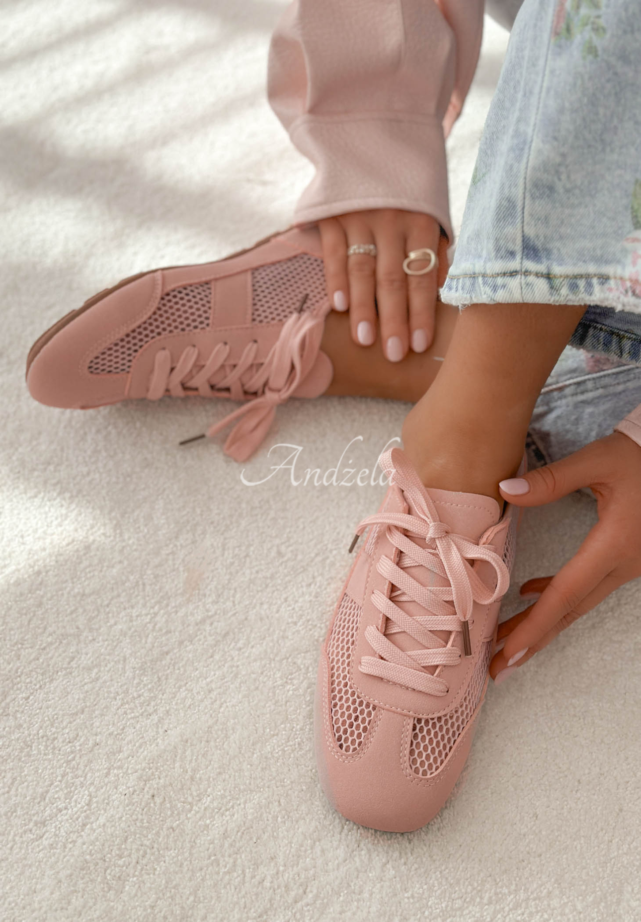 Ażurowe sneakersy Cassidy pudrowy róż