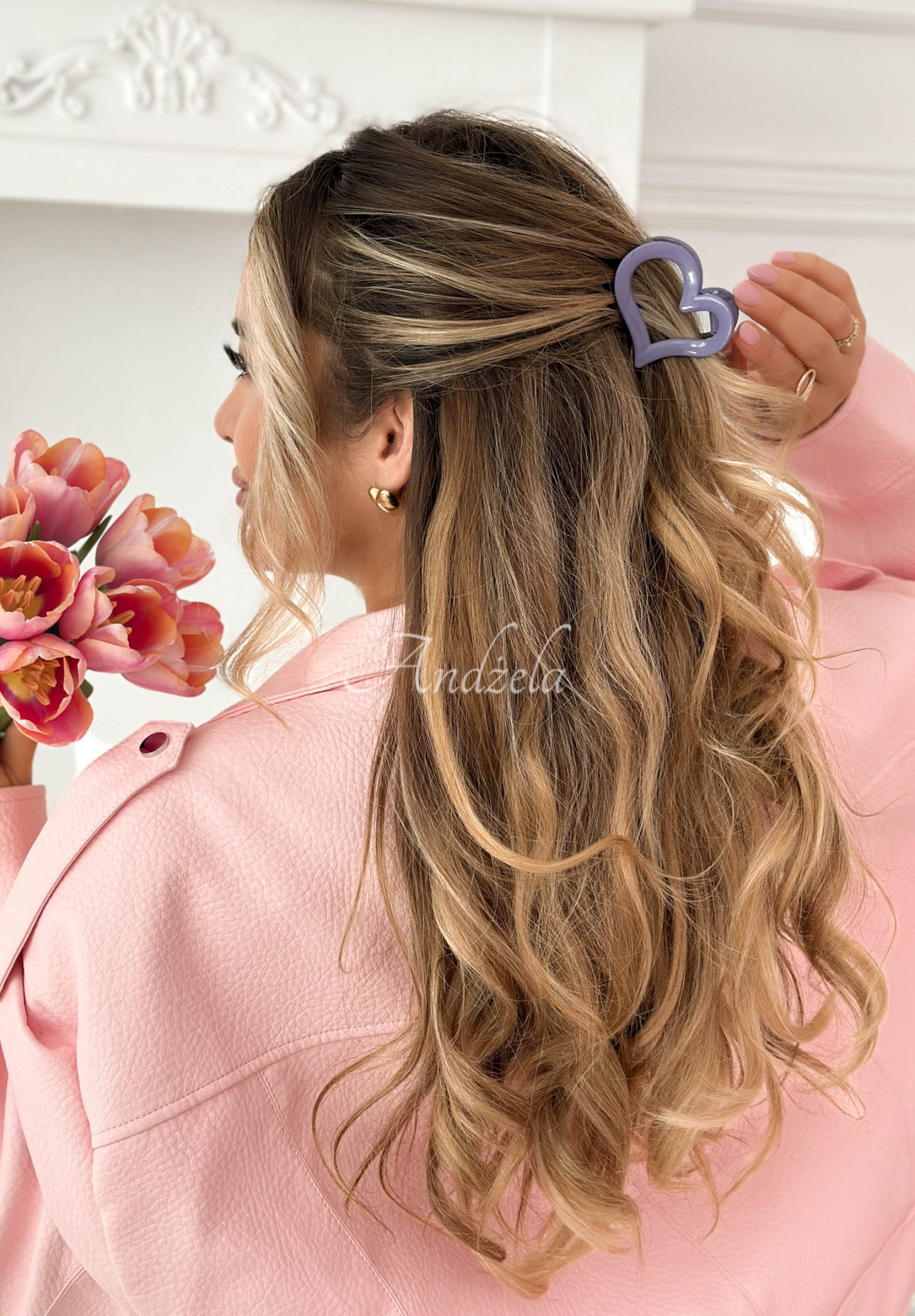 Spinka klamra do włosów Velvette Heart fioletowa