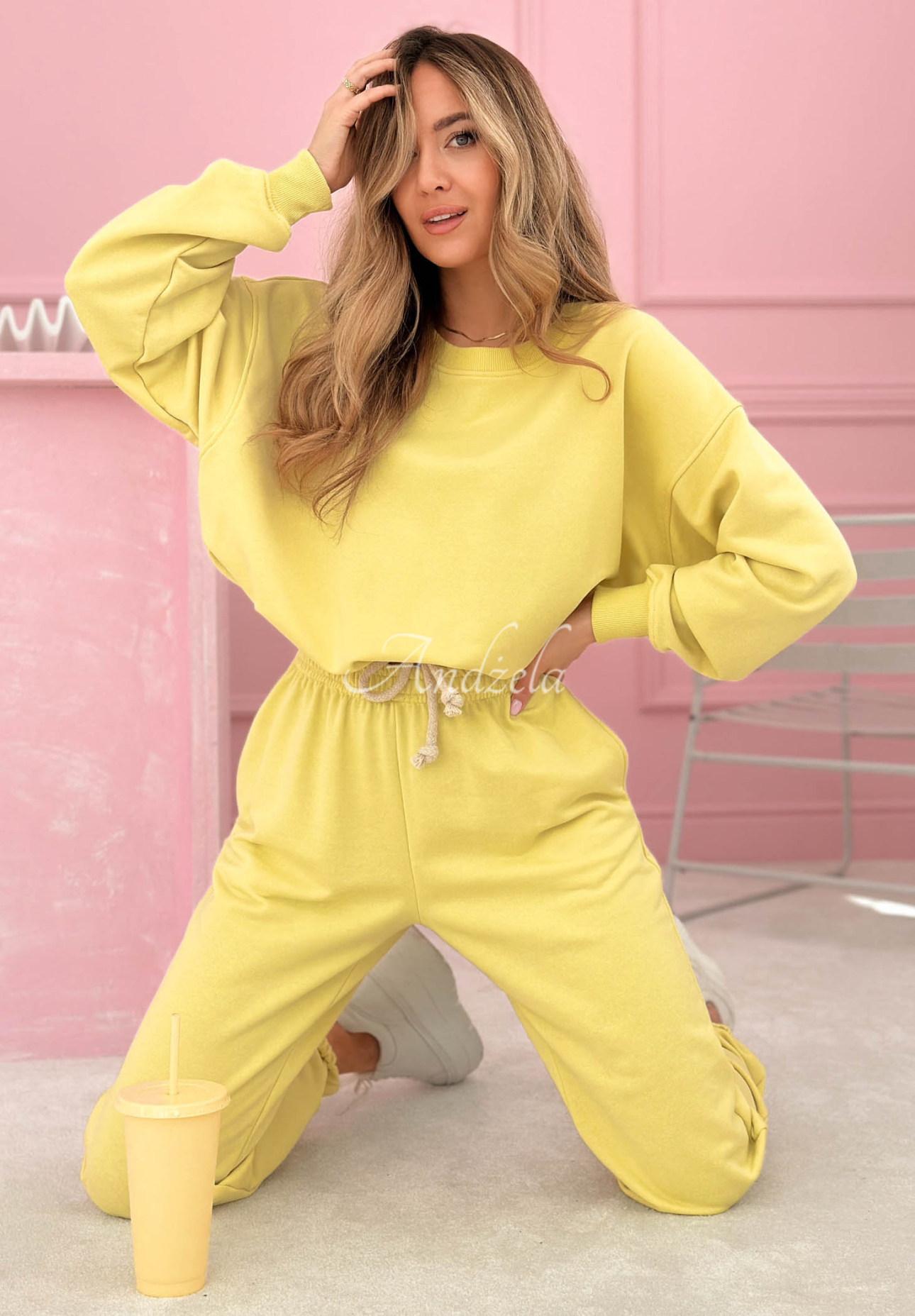 Denise Banana Cotton Sweatshirt and Pants Set