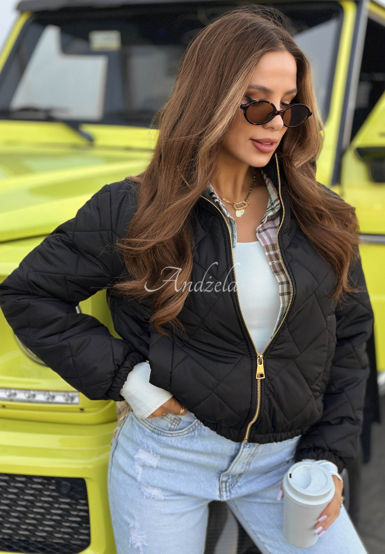 Krótka pikowana kurtka Mirella czarna