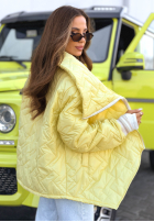 Pikowana kurtka z kołnierzem Where Are We biała