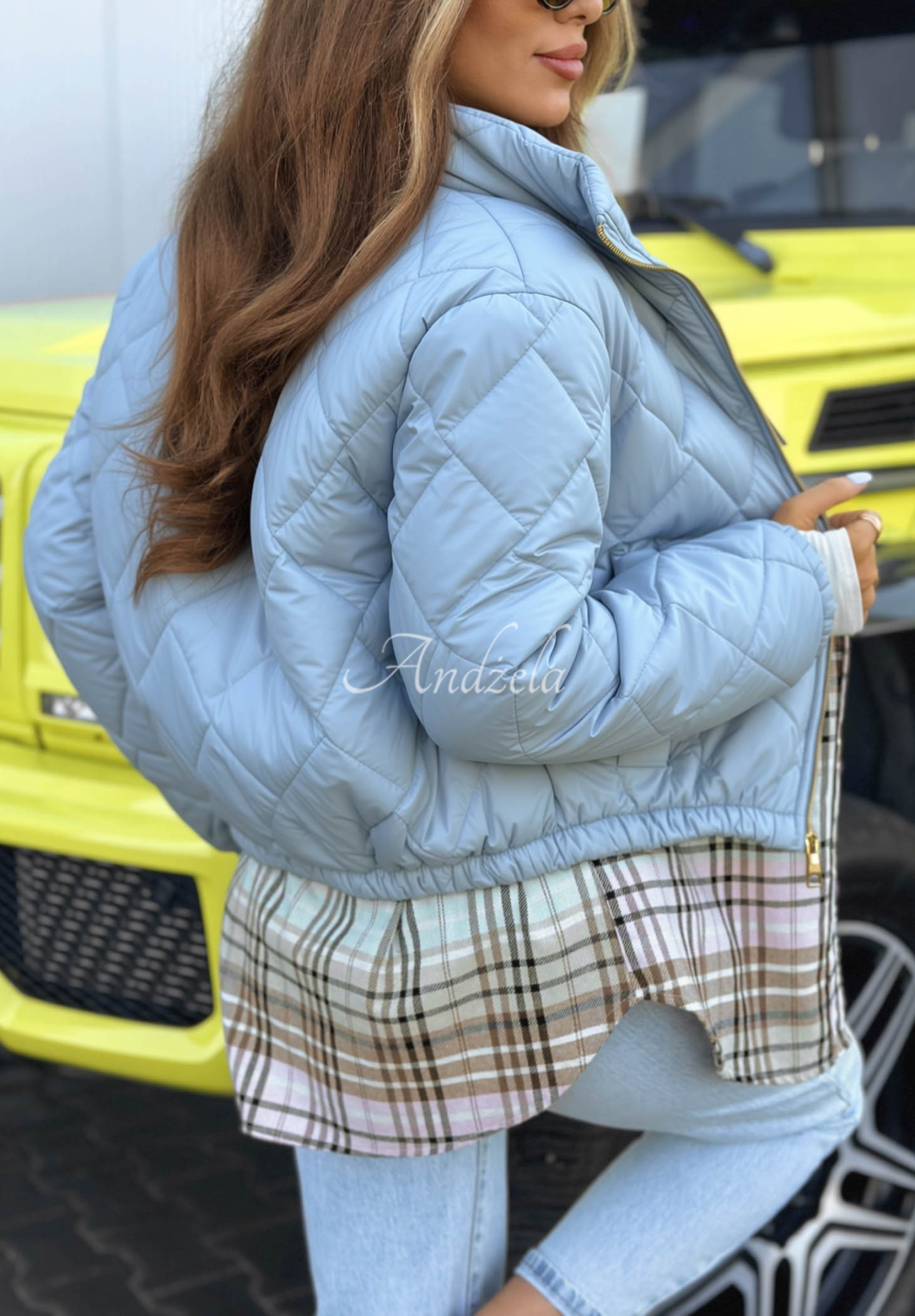 Krótka pikowana kurtka Mirella błękitna 