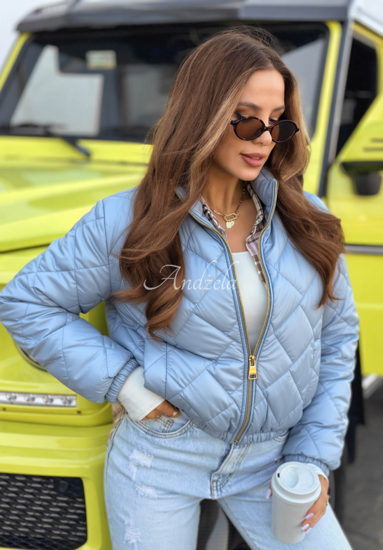 Mirella Short Quilted Jacket in Sky Blue 