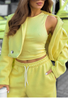 Komplet dresowy bluza, spodnie i top 3in1 Almost There camelowy