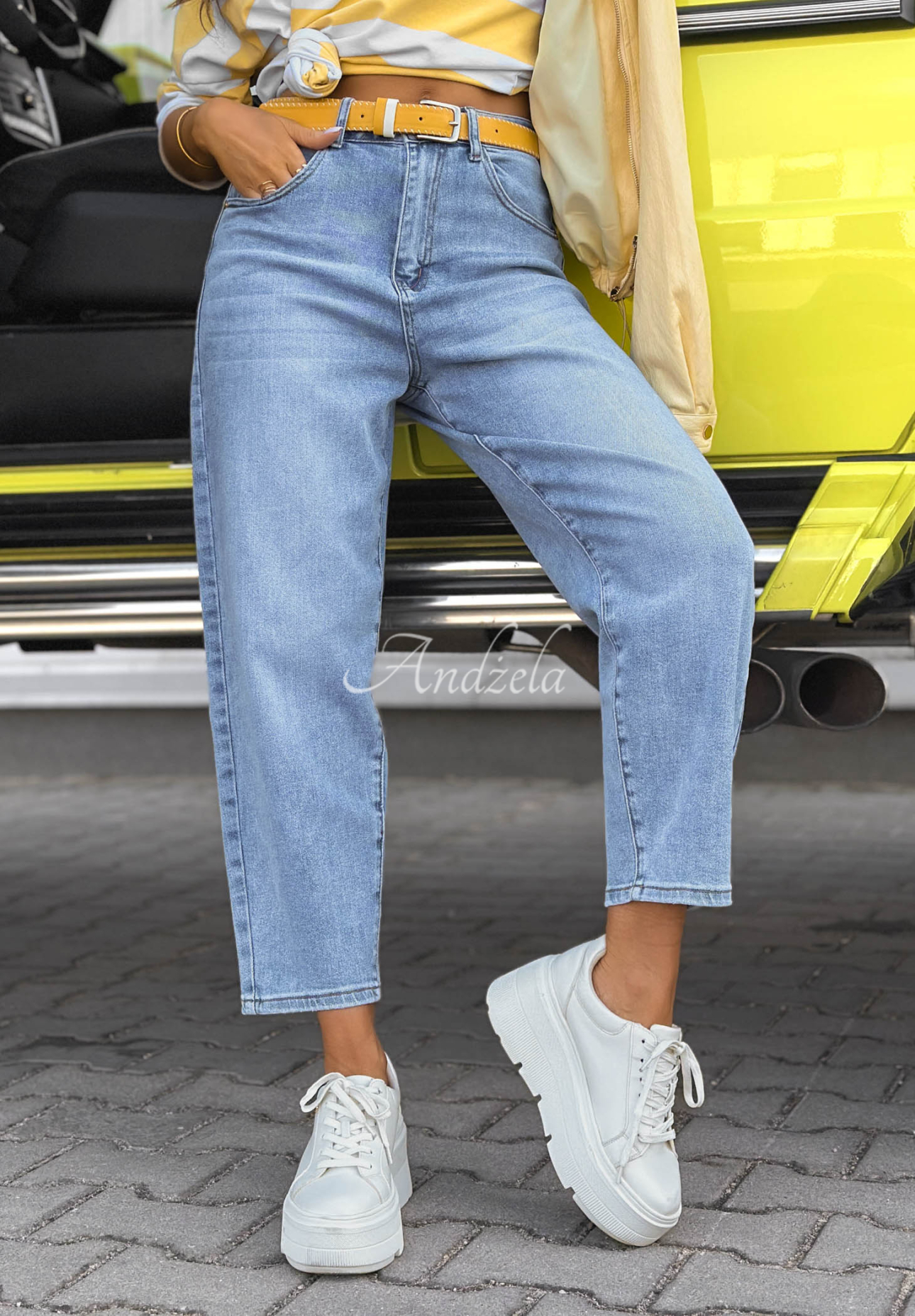 Spodnie jeansowe mom fit Tabitha niebieskie