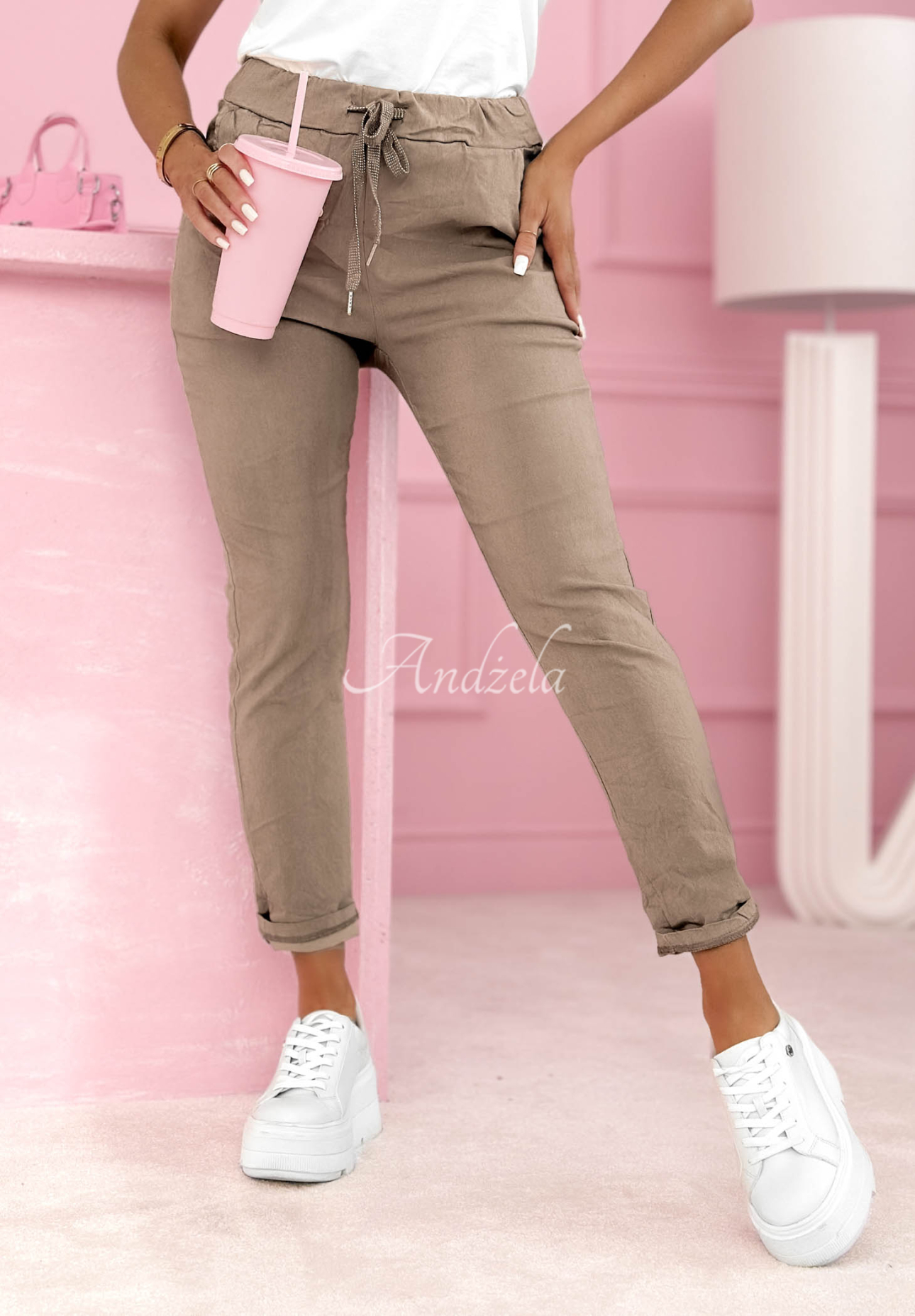 Archie dark beige viscose pants