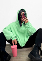 Bluza oversize kangurka z kapturem La Milla Francesca błękitna