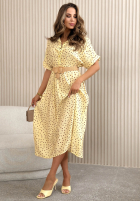 Muślinowa sukienka w groszki Panna Cotta żółta