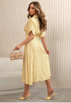 Muślinowa sukienka w groszki Panna Cotta żółta