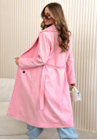 Długi płaszcz trencz Miraldi różowy