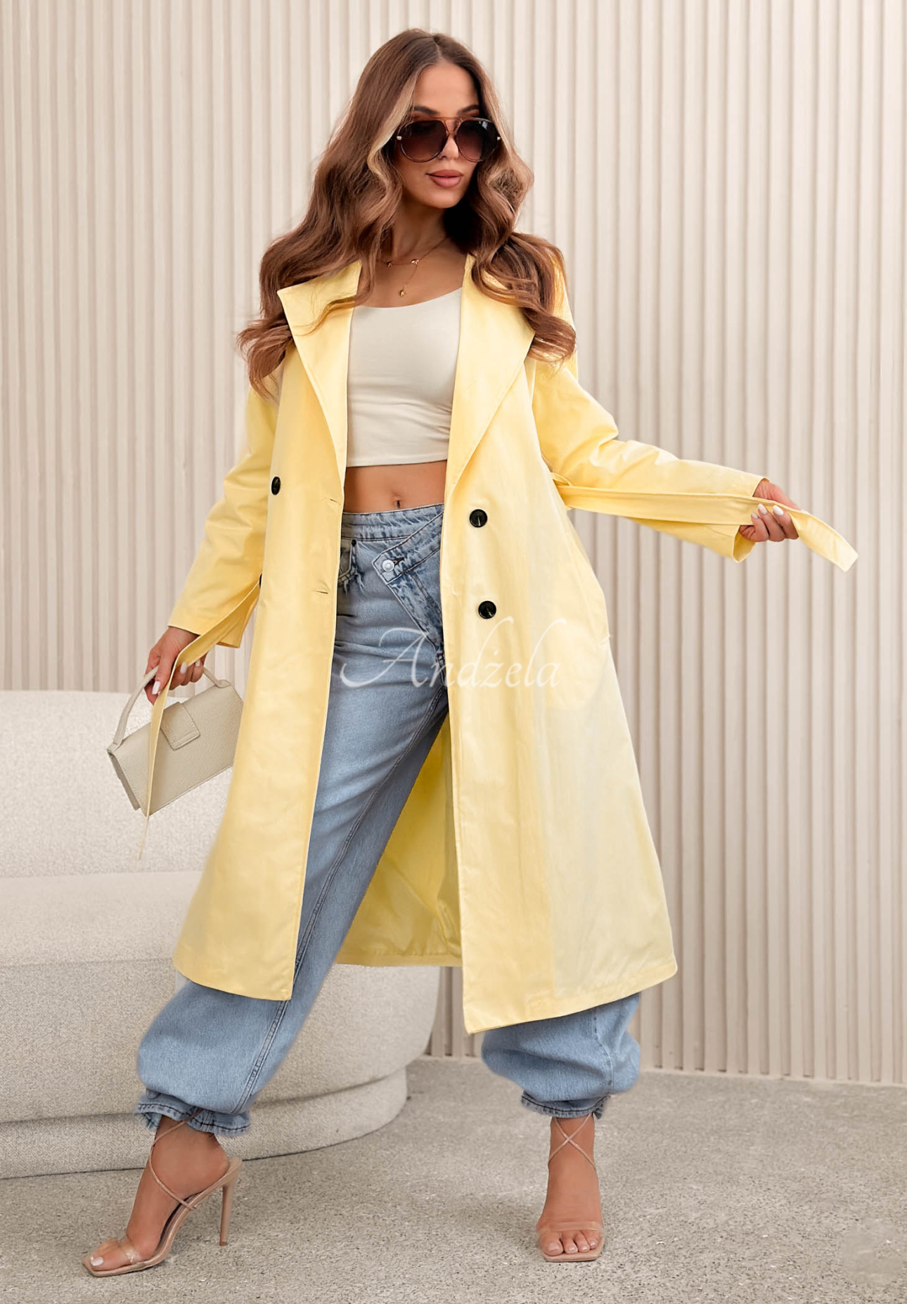 Miraldi Long Yellow Trench Coat