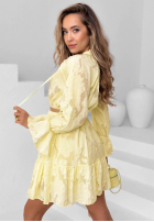 Sukienka mini z falbankami i paskiem Abigail błękitna