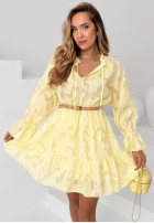 Sukienka mini z falbankami i paskiem Abigail błękitna