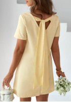 Sukienka mini z kokardą Mariette żółta