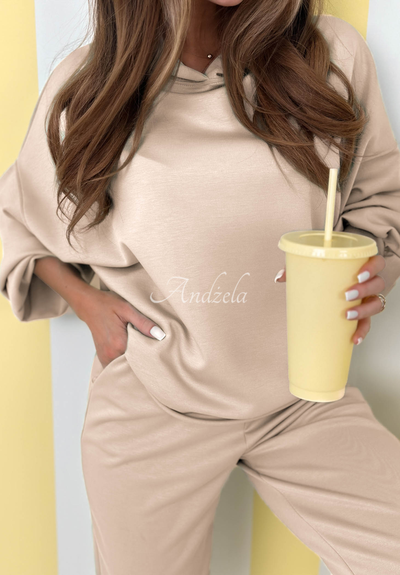 Wiskozowy komplet dresowy masełko Remember About You beżowy