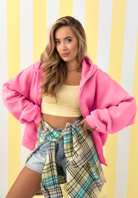 Bluza z kapturem oversize Don't Tell różowa