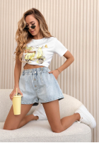 Jeansowe szorty z gumką w pasie Espana jasnoniebieskie