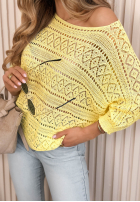 Ażurowy sweter oversize Camina żółty