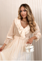 Zwiewna sukienka maxi z falbankami Lady Spring żółta