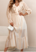 Zwiewna sukienka maxi z falbankami Lady Spring żółta