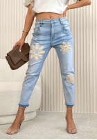 Sheryl Light Blue Skinny Jeans with Patches
