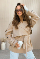 Krótki trencz z paskiem Nerissa oliwkowy