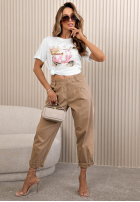 T-shirt z nadrukiem Live Free biało-różowy