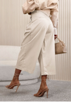 Bawełniane spodnie kuloty wide leg Connie ecru