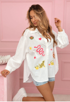 Koszula z kolorowymi naszywkami Jungle Life biała