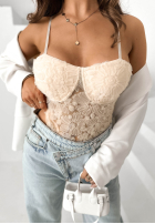 Koronkowe body na ramiączkach Persephone czarne