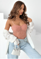 Koronkowe body na ramiączkach Persephone czarne