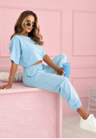 Komplet T-shirt i spodnie dresowe Double Trouble błękitny