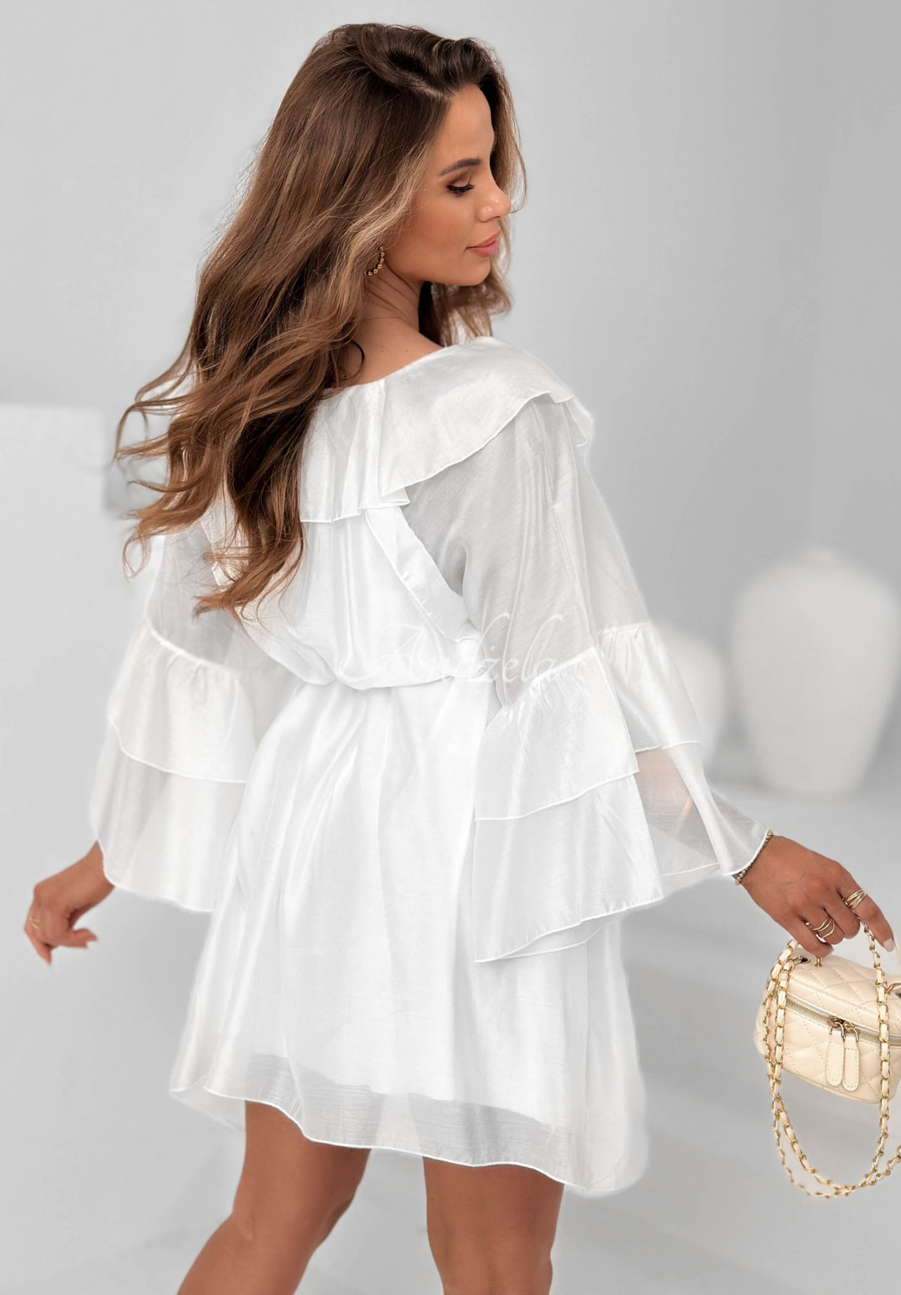 Airy white lyocell ruffled dress by Alive In Spring
