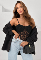 Koronkowe body na ramiączkach Persephone czarne