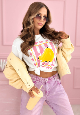 White cotton T-shirt with "Hey Banana" print