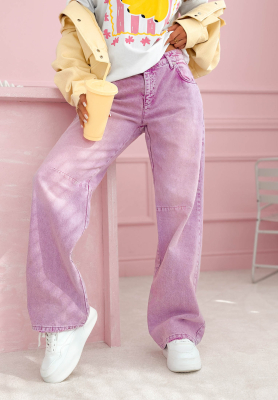 Spodnie jeansowe wide leg Leticia liliowe