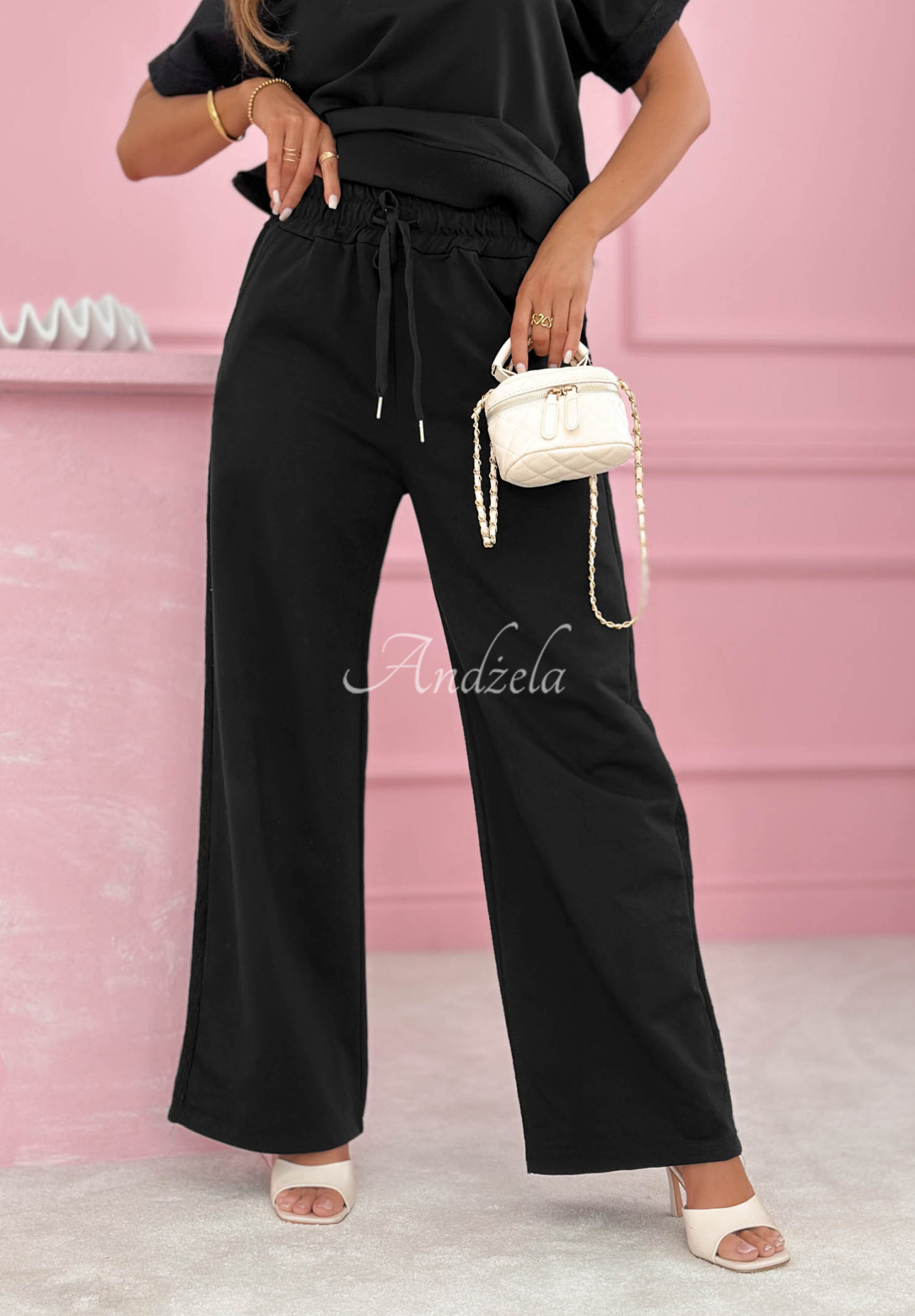 Bawełniany komplet dresowy z koronką Lacy Actions czarny