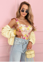 Kwieciste body na ramiączkach Blossom Ballet pudrowy róż