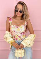 Kwieciste body na ramiączkach Blossom Ballet pudrowy róż